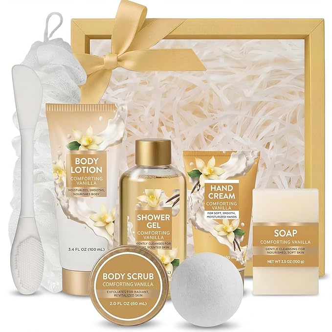 Spa Luxetique Gifts for Women 8pcs Vanilla Bath and Body Works Gift Set for Women Self Care Spa Gift for Womens Birthday Gift for Womens Grandma Mom Sister Friend