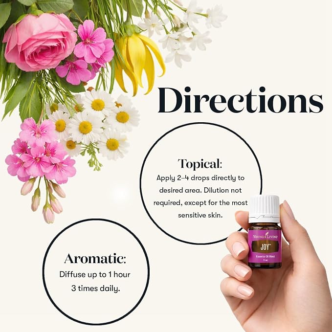 Young Living Joy Essential Oil Blend | 5 ml | Diffuse, Topical, or Natural Perfume | Floral & Citrus Aromatherapy | Soothing & Calming Aroma | Uplifting Spa-Like Scent