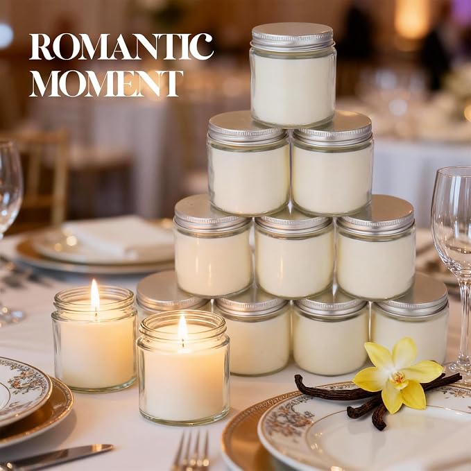 24 PCS 4oz White Soy Wax Candles, Classic Vanilla Scented Candle Gift Set | Warm & Cozy Bulk Favors for Weddings, Housewarming, Holiday Parties | Relaxing Home Fragrance.