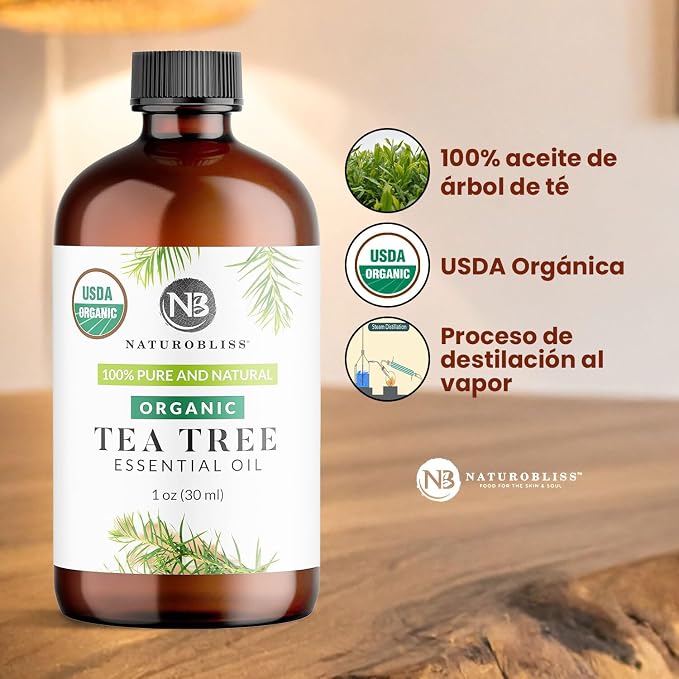 NaturoBliss Organic Tea Tree Essential Oil, 100% Pure Therapeutic Grade, Premium Quality Tea Tree Oil, 1 fl. Oz / 30 ml - Perfect for Aromatherapy and Relaxation (Tea Tree, 30ml)