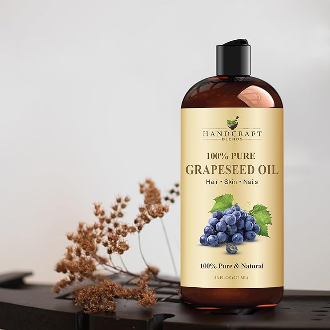 Handcraft Blends Grapeseed Oil | 100% Pure and Natural | Bath & Body Oil | Premium Grade Carrier Oil | Skin | Hair | Body | Massage | Cold-Pressed | Hexane-Free | 16 Fl Oz