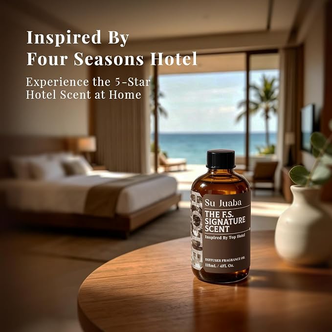 SU JUABA Hotel Fragrance Oil Dupe - Four Seasons Hotel Inspired - Grapefruit Iris Orange, Fresh Scent for Ultrasonic or Waterless Diffusers & Candle Making, 4Fl Oz