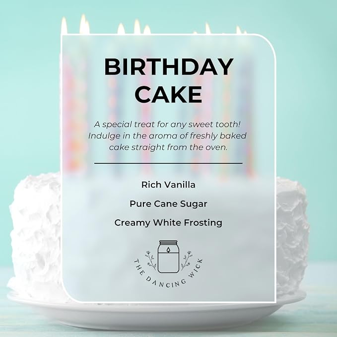 Happy Birthday Candle – Vanilla Cake Scented Soy Wax – Sweet Gift – Women, Friends, Coworkers – 8oz, Hand-Poured – Made in the USA (Happy Birthday)