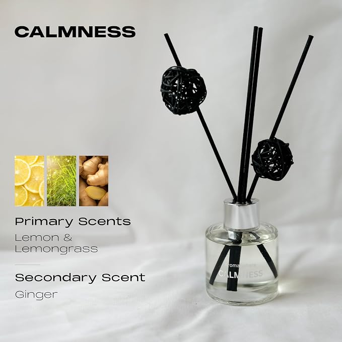 Reed Diffuser Set of 3 | Aromatherapy Fragrance Oil | 12 Sticks and 6 Rattan Balls, 3 x 50ML | Home, Office, Bathroom, Bedroom Essentials (Eucalyptus, Jasmine, Lemongrass, Sky Blue)