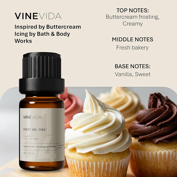 VINEVIDA [0.33oz] Buttercream Icing Fragrance Oil for Candle Making and Soap Making - Premium Candle Scents for Soy Candles