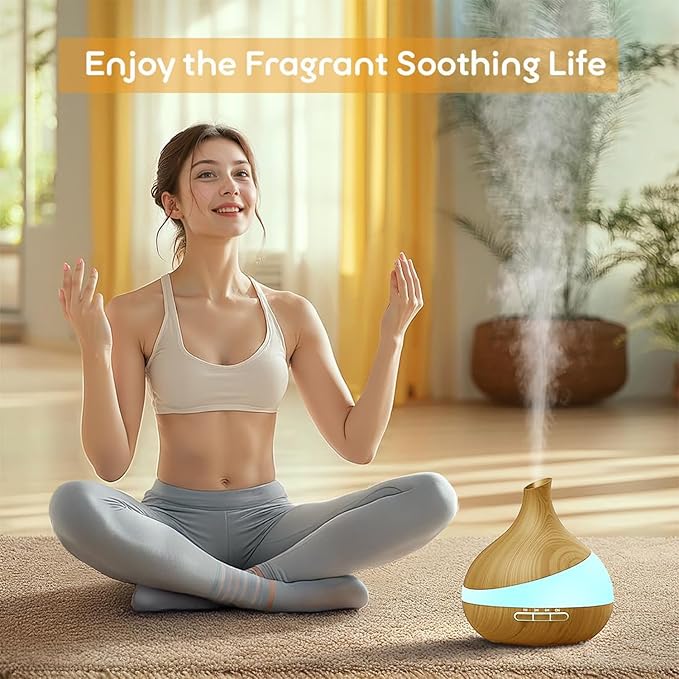 HJTHJT 500ML Essential Oil Diffuser: Aroma Diffuser with Remote Control for Hotel Spa Yoga Room - Humidifier with 14 Colors LED Night Light for Bedroom Home Relaxation