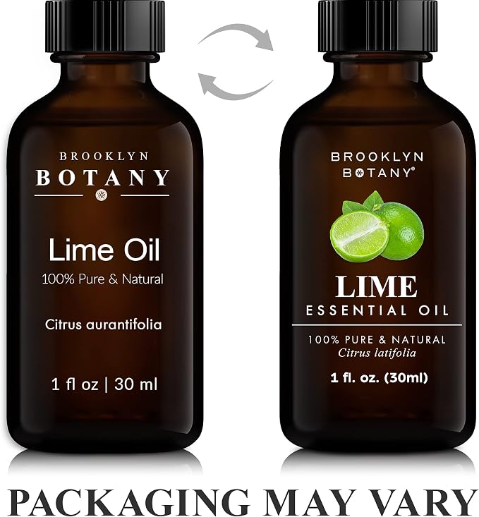 Brooklyn Botany Lime Essential Oil - 100% Pure and Natural - Premium Grade Oil with Dropper - for Aromatherapy and Diffuser - 1 Fl Oz