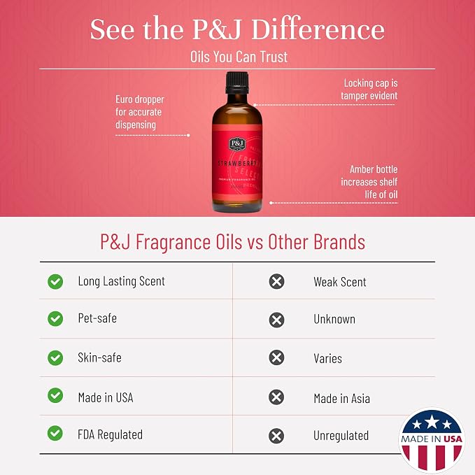 P&J Trading Fragrance Oil | Strawberry Oil 100ml - Candle Scents for Candle Making, Freshie Scents, Soap Making Supplies, Diffuser Oil Scents