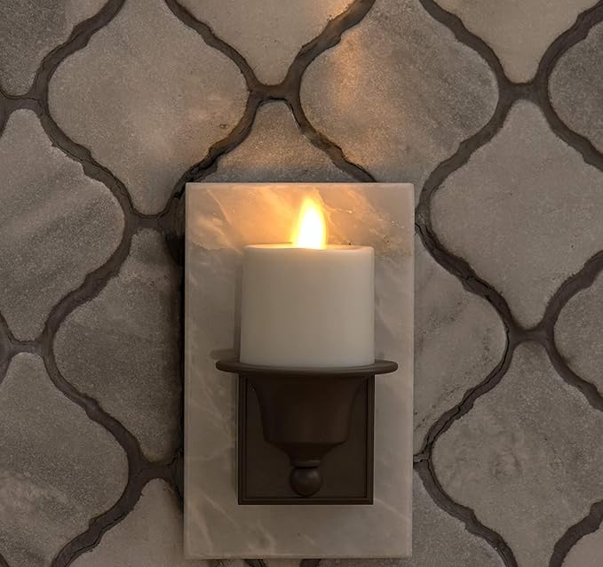 Luminara Flameless Candle Nightlight w/Dusk to Dawn Light Dark Auto Sensor, Bronze Wall Plug Indoor Night LED Light w/Real-Flame Effect Technology, Bathroom Bedroom Hallway, No Remote Needed