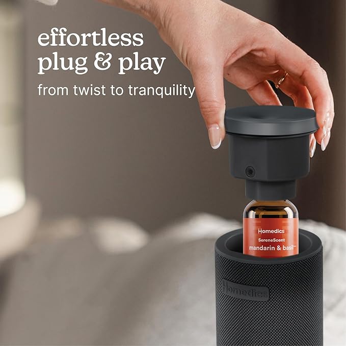 Homedics SereneScent Waterless Diffuser Oil Refill — Velvet Wood & Oud (15ml). Compatible with Compact SereneScent Diffusers. Dark & Woody Home Fragrance. Plug & Play