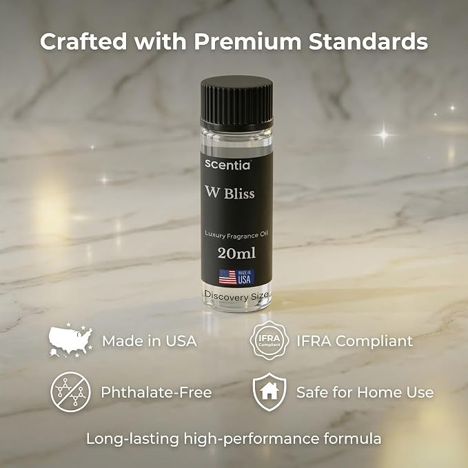 Scentia W Bliss (W Magic) Aromatherapy Oil for Diffuser – Hotel Scent Inspired by W Hotel – 20 mL – Bergamot, Lemongrass & Jasmine Natural Fragrance Oil for Waterless & Cold Air Diffusers, Made in USA