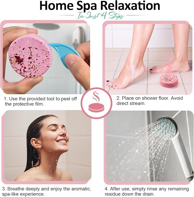 Shower Steamers Aromatherapy Birthday Gifts for Women - 8 Pcs Mothers Day Gifts for Mom Wife Daughter Grandma, Self Care with Natural Essential Oils Relaxation Home Spa Gift Set (Pink)