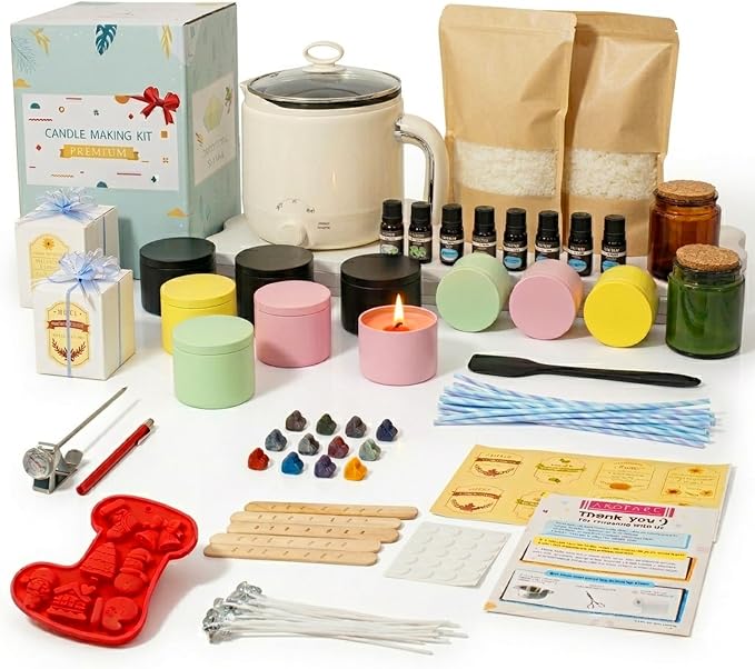Aroparc Premium Candle Making Kit for Adults with Electric Wax Melter DIY Candle Making Supplies All-in-One, Wax, Wicks, Fragrance Oils & Tools – Perfect for Beginners & Advanced Crafters