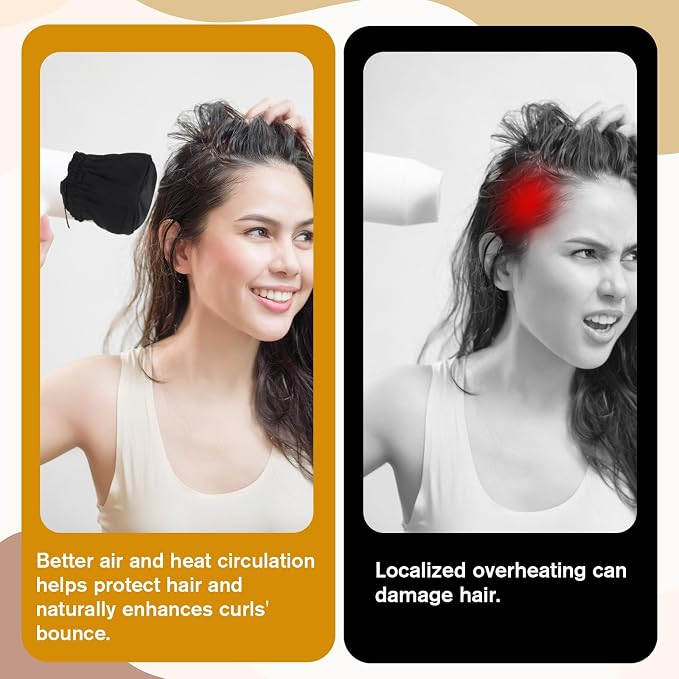 Travel Hair Diffuser, Foldable Diffusers Portable Travel Diffusers Sock Reusable Diffuser Hairs Dryer Attachment with Drawstring for Curly and Wavy Hair Most Hairs Dryers, Black