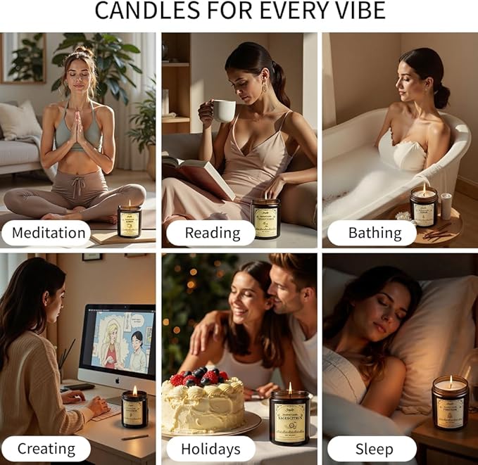 Fireside Scented Candles, 7oz Soy Wax Candle, Long Lasting Aromatherapy Jar Candle for Home, Scented Long Burning Candle Gift for Women and Men