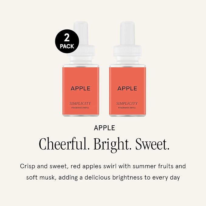 Pura & Simplicity Home Scent Refill - Smart Air Diffuser - Long-Lasting Luxury Fragrance per Refill - Home Essential - Clean & Safe Diffuser Fragrance - 2 Pack, Apple