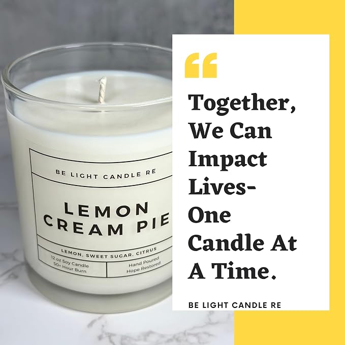 Lemon Candle | Purpose-Driven Soy Candles | Scented Gift for Home | Bestfriend Gift | Non-Toxic | Aromatherapy | Present for Her | Be Light Candle RE (Light & Lovely)