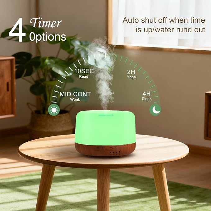 Marchred 300ML Essential Oil Diffuser for Home, Aromatherapy Diffuser with Remote Control, 7-Color LED Light and 4 Timers, Quiet Auto-Off, Easy to Use for Bedroom Office