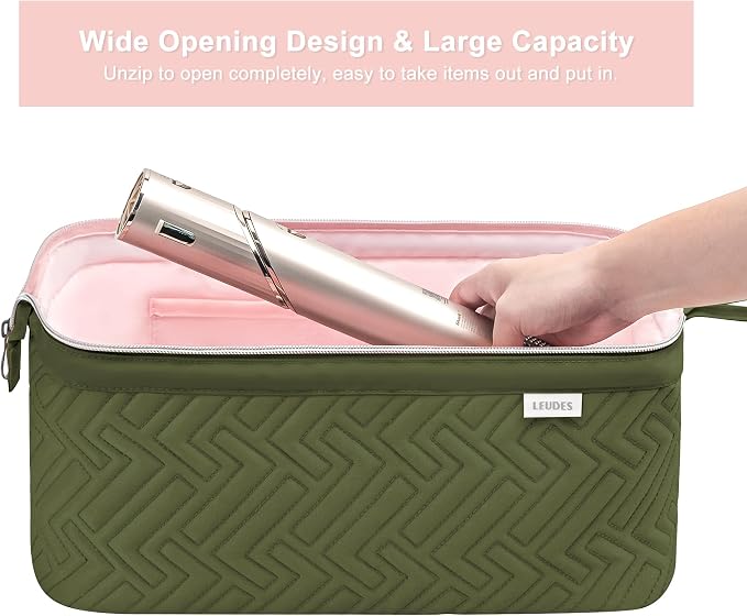 Leudes Hair Tools Travel Bag for Shark Flexstyle Carrying Case Portable Shark Hair Air Wrap Dryer Case Waterproof Dustproof Flat Curling Iron Travel Organizer (Army Green)