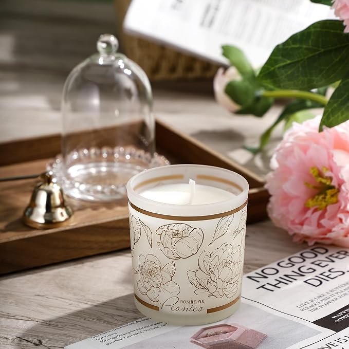 ROMIIE ZOI Scented Candle - Peony - 6oz Aromatherapy Soy Wax Jar Candle for Home, Gifts for Women - 170g