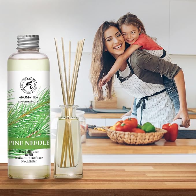 Pine Diffuser Refill 6.8 Fl Oz - Fresh & Long Lasting Fragrance - Scented Reed Diffuser - Diffuser Oil Refill - for Aromatherapy - Home - Office - Air Fresheners w/Natural Essential Pine Needle Oil