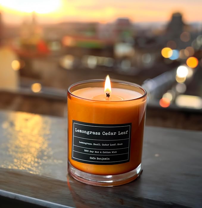 100% Soy, Highly Scented, Hand Poured Soy Candle (Lemongrass Cedar Leaf)