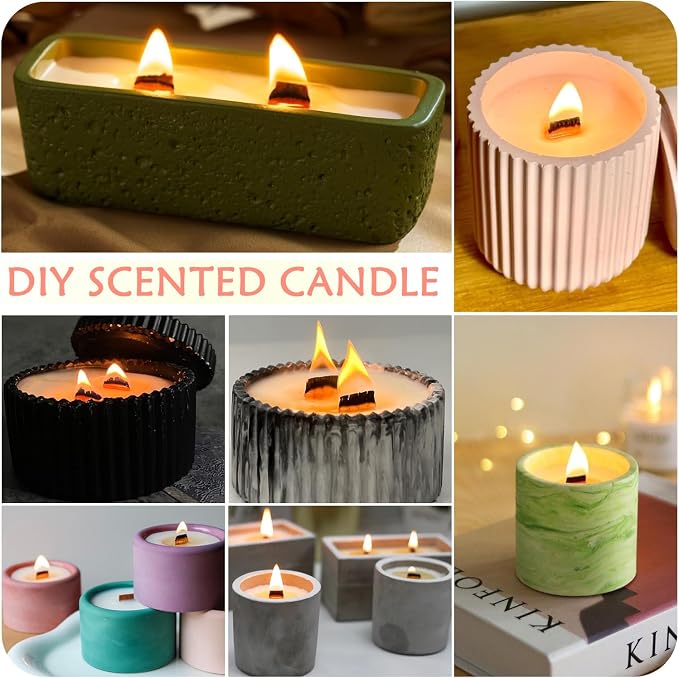 150pcs Wood Wicks for Candles Making,50pcs Wooden Candle Wicks,50pcs Wick Stickers,for Soy Wax, Beeswax, Coconut Wax - DIY Candle Making Supplies for Beginners & Professionals