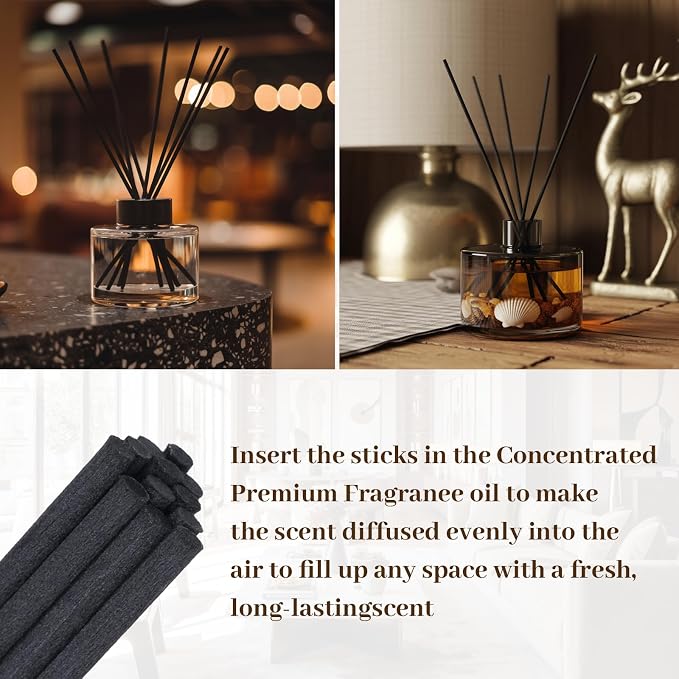 50pcs Black Refill Diffuser Sticks 12 inch x 4 mm Reed Diffuser for Home Fragrance Accessories Diffuser Oil Refill Office Decoration