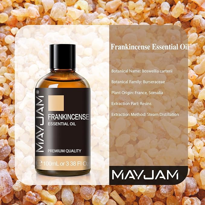 Frankincense Essential Oil 100ml, MAYJAM Premium Essential Oils for Aromatherapy, Diffuser, Soap Making, Candle Making, Large Bottle Frankincense Oil with Gift Box(3.38fl.oz)