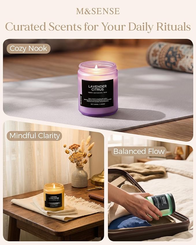 M&SENSE Sandalwood Rose Home Scented Candles, 7.05oz Natural Soy Wax, 50 Hours Slow Burning Romantic Smelling Scent for Women, Housewarming Gifts for Family Friends