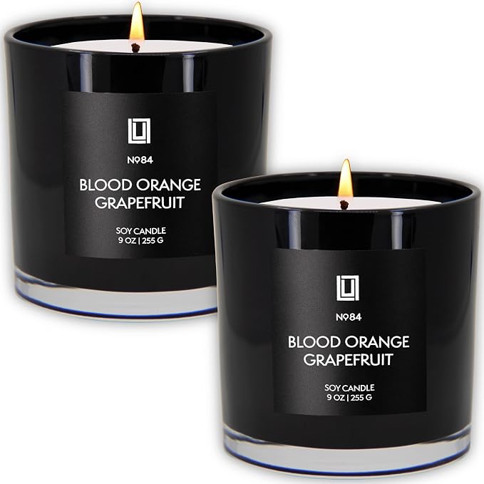 Lulu Candles | Blood Orange & Grapefruit | Luxury Scented Soy Jar Candle | Hand Poured in The USA | Highly Scented & Long Lasting (9 Oz. 2 Pack)
