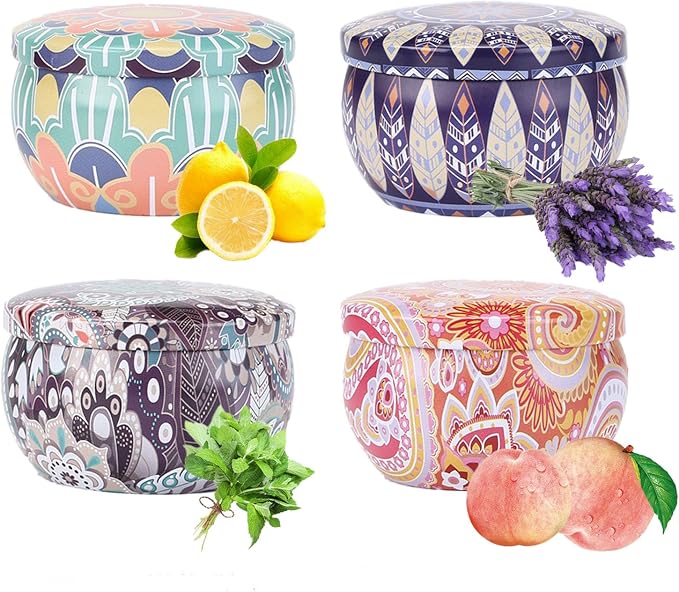 Scented Candles Gift Set for Women, Soy Aromatherapy Candles, 4 Pack | Lavender, lemon, vanilla and white peach soy candles for home decor, bath, yoga, travel, Mother's Day and gifts for women.