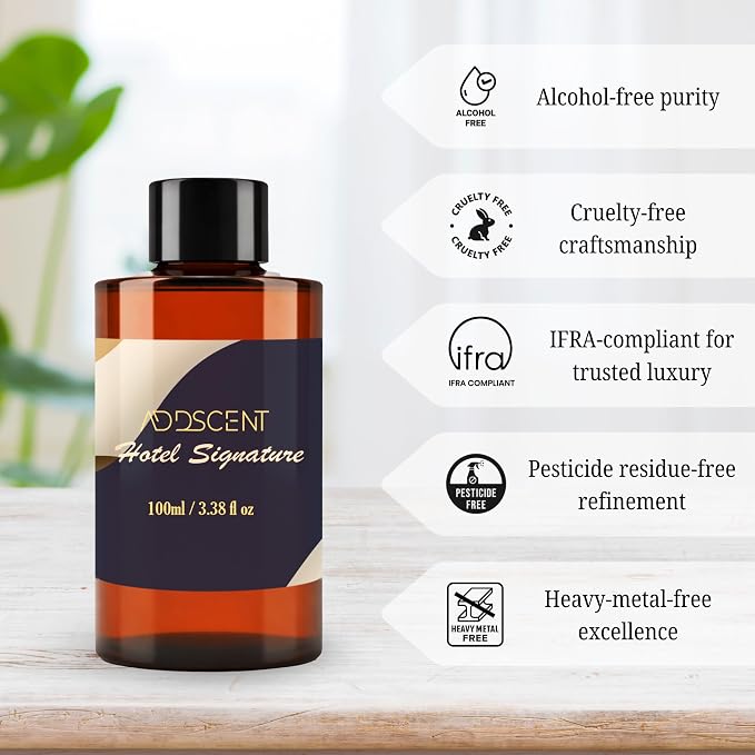 Hotel Signature Fragrance Oil 100ml for Diffuser, Premium Floral and Fruity Aroma for Bedroom Living Office Spa, Smooth, Welcoming Scent with Layered Notes for Calm and Refined Ambience