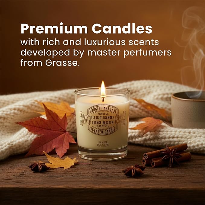 Panier des Sens Rose Geranium Candle - Hand-Poured in Provence, France - Long Lasting Scented Candles - up to 55 Hours Burn Time - Rose Geranium Scented Candle - 100% Natural Cotton Wick - 6.3 oz