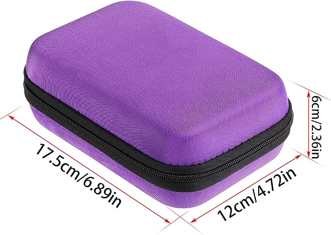 Hipiwe Hard Shell Essential Oil Carrying Case Holds 12 Bottles (Can hold 5ml, 10ml, &10ml Rollers) Travel Size Essential Oils Bag Organizer Perfect for Essential Oils Bottle (Purple)