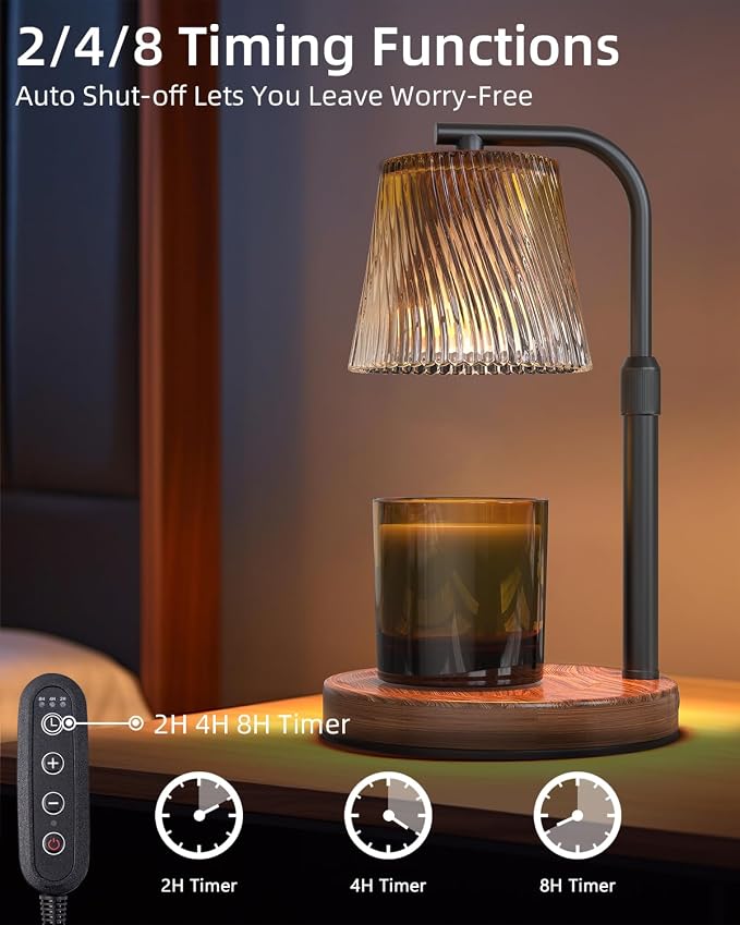 Candle Warmer Lamp with Timer: Flower Candle Lamps Height Adjustable Wax Melt New Home Decor House Warming for Women, Modern