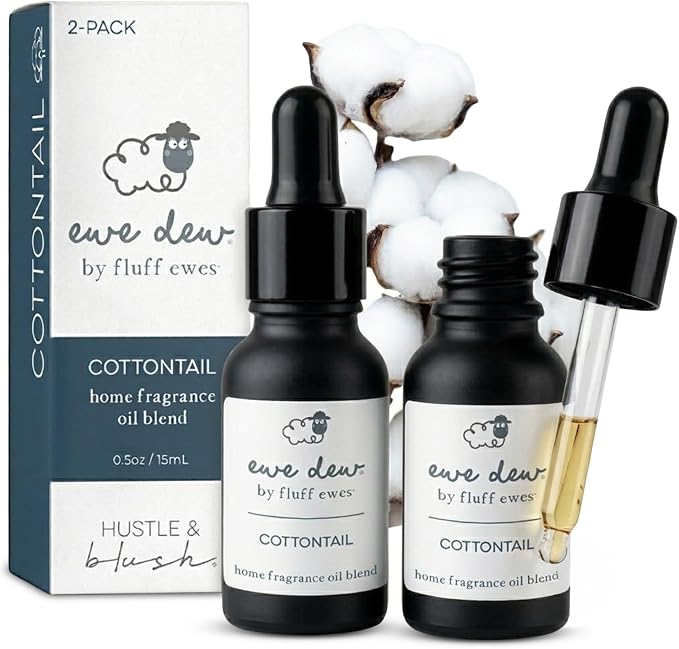 Hustle & Blush Essential Oil for Dryer Balls Bundle, 2 Pcs 15ml Cottontail, Natural Laundry Fragrance Oils, Long-Lasting Fresh Scent, Ideal for Diffusers, Candle Making, Multi-Use for Home & DIY