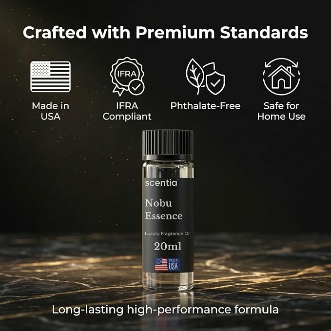 Scentia Nobu Essence Aromatherapy Oil for Diffuser – Hotel Scent Inspired by Nobu Hotel – 20 mL – Jasmine, Lily & Sandalwood Natural Fragrance Oil for Waterless & Cold Air Diffusers, Made in USA