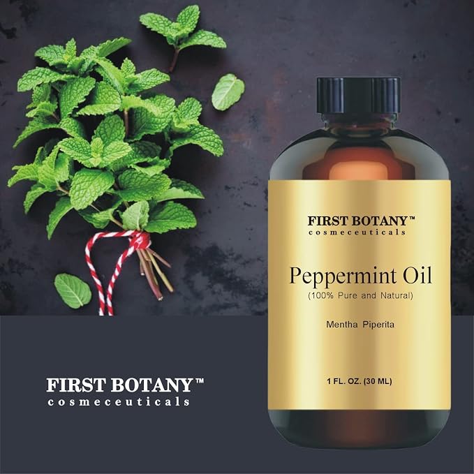 First Botany, 100% Pure Peppermint Oil - Premium Peppermint Essential Oil for Aromatherapy, Massage, Topical & Household Uses - 1 fl oz (Pack of 2)
