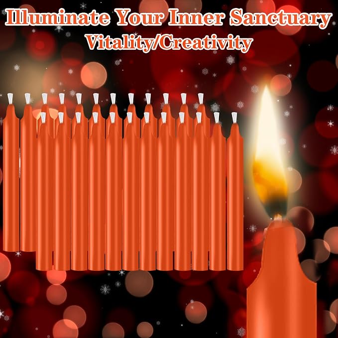 24 Pack Orange Spell Chime Candles – Premium Mini Unscented Taper Candles for Rituals, Prayer, Birthdays, Meditation, Altar, Spells, Chime Candles - 4 Inch Tall - Ideal for Witches