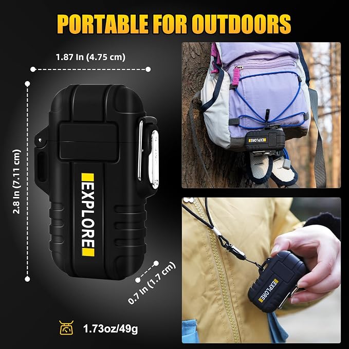 LcFun Fathers Day Dad Gifts Electric Lighter Windproof Dual Arc USB Rechargeable Flameless Plasma Lighters Waterproof Matches for Camping Hiking Survival Tactical Gear Birthday Gifts for Men