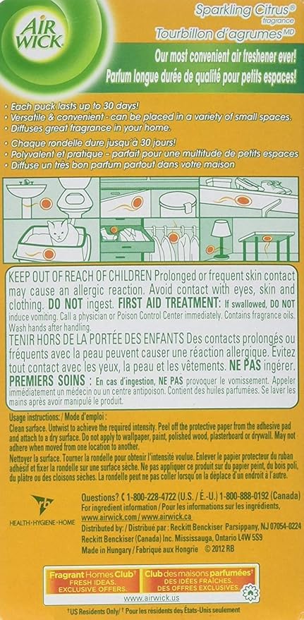 Air Wick Stick Ups Air Freshener, Sparkling Citrus | 2 Count | Pack of 2