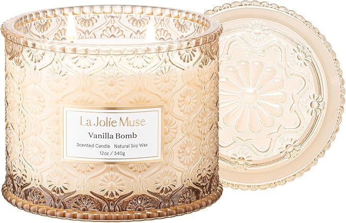 LA JOLIE MUSE Vanilla Zest Scented Candles for Home, Natural Soy, 2-Wick | Large Jar Luxury Candle, Clean Non Toxic, Gift for Women & Men, Decorative Gourmand Candles, Lemon Coconut Bergamot,12 oz