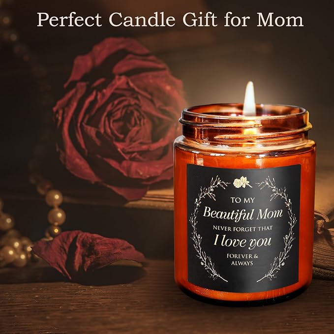 Candle Gifts for Mom from Son Daughter - Valentines Mothers Day, Love You, Birthday Gift for Her - Relaxing Aromatherapy Candles for Women, Wife, New Mom - Natural Soy Jasmine Candle for Home