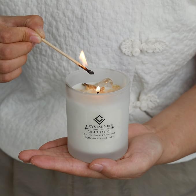 Crystal Vibes Scented Candle for Aromatherapy & Meditation | Long-Lasting Fragrance | Relaxing Home Décor | Stress Relief & Calm Ambience