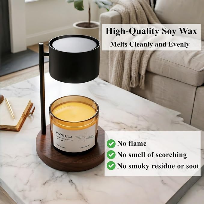 VOHO Vanilla Wickless Candles for Candle Warmer Lamp, 9oz Soy Scented Candles & 10ml Essential Oil for Customizable Strength, Wickless Vanilla Candle for Warmer Lamp Thanksgiving Christmas Women Gifts