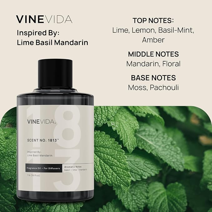 VINEVIDA [16 Oz] Inspired by: Lime Basil Mandarin; Diffuser Oil Refill | Premium Scent Diffuser Oil for Home | Non-Toxic Fragrance
