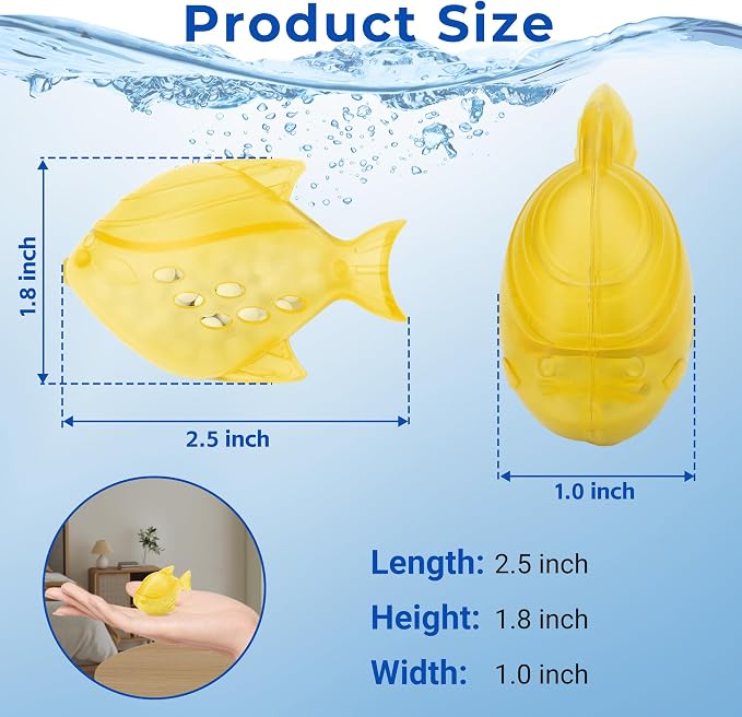 Funmit Humidifier Cleaning Fish, 6 Pack Humidifier Cleaner for Humidifiers and Fish Tanks, Purifies Water, Prevents Hard Water Build-Up, Reduces Scale, Yellow