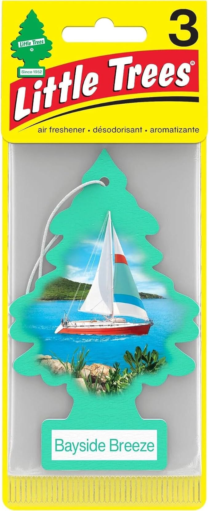 Little Trees Cardboard Hanging Car, Home & Office Air Freshener, Bayside Breeze (Pack of 6)