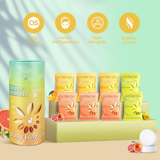BodyRefresh Shower Steamers Aromatherapy 8 Pack - Birthday Gifts for Women, Mothers Day Gifts for Mom Wife from Daughter, Shower Bombs for Stress Relief, Home Spa Self Care